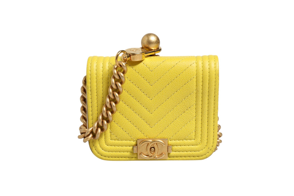 Chanel Crossbody Yellow Leather Women's Bag