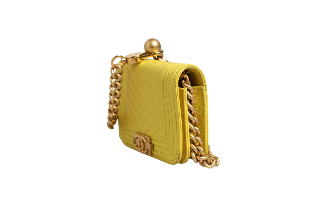 Chanel Crossbody Yellow Leather Women's Bag