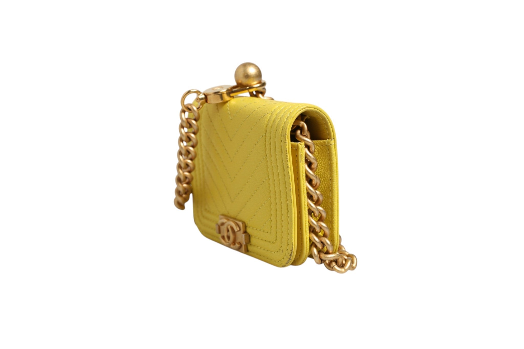 Chanel Crossbody Yellow Leather Women's Bag