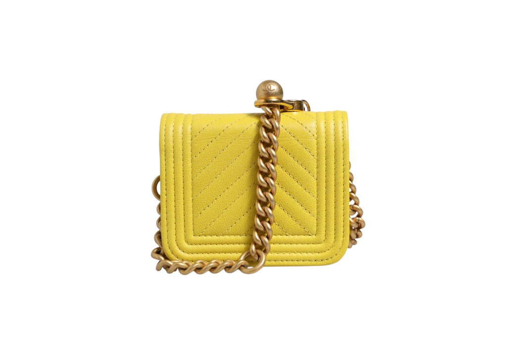 Chanel Crossbody Yellow Leather Women's Bag