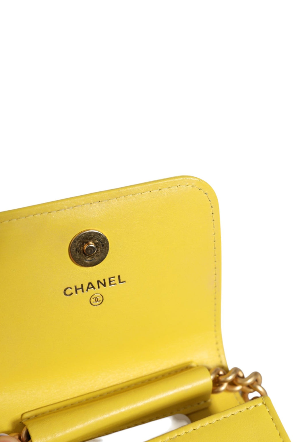 Chanel Crossbody Yellow Leather Women's Bag