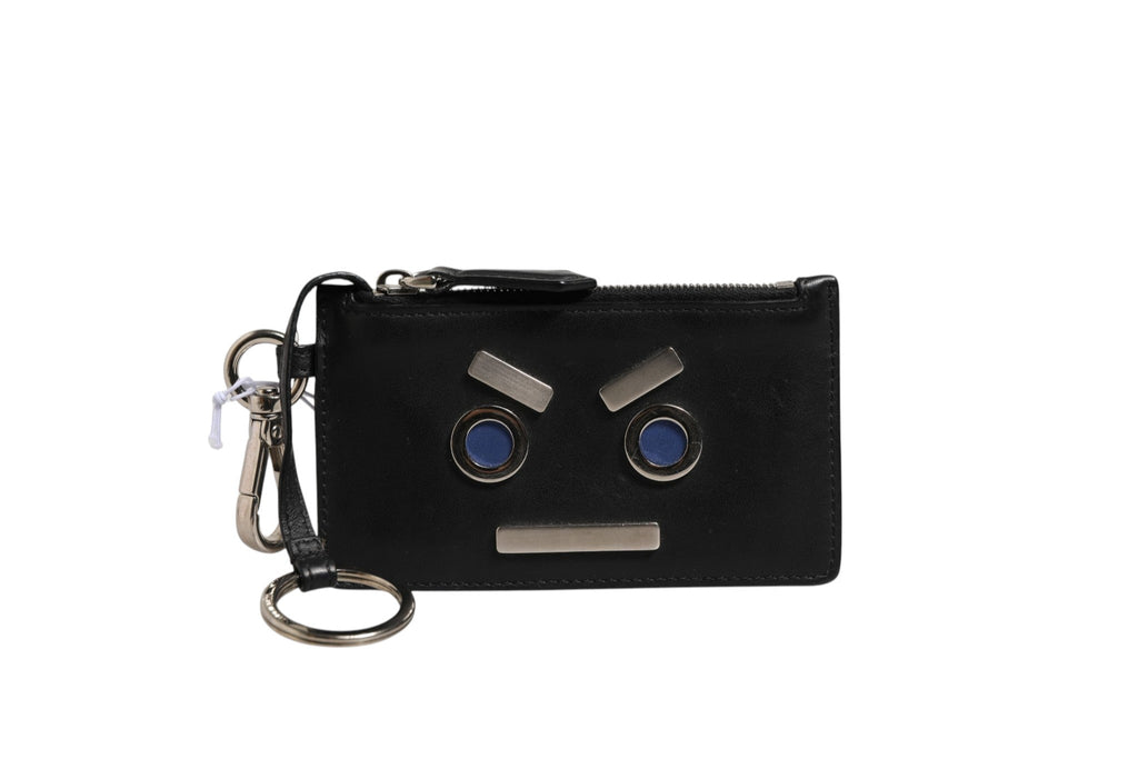 Fendi Vitello Liberty Studded Coin Pouch Key Case Women's Ardesia