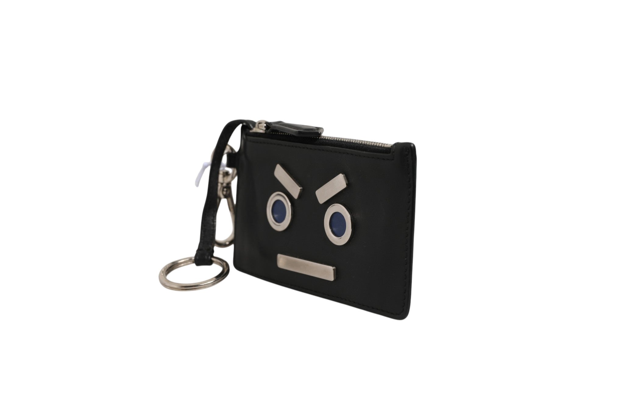 Fendi Vitello Liberty Studded Coin Pouch Key Case Women's Ardesia