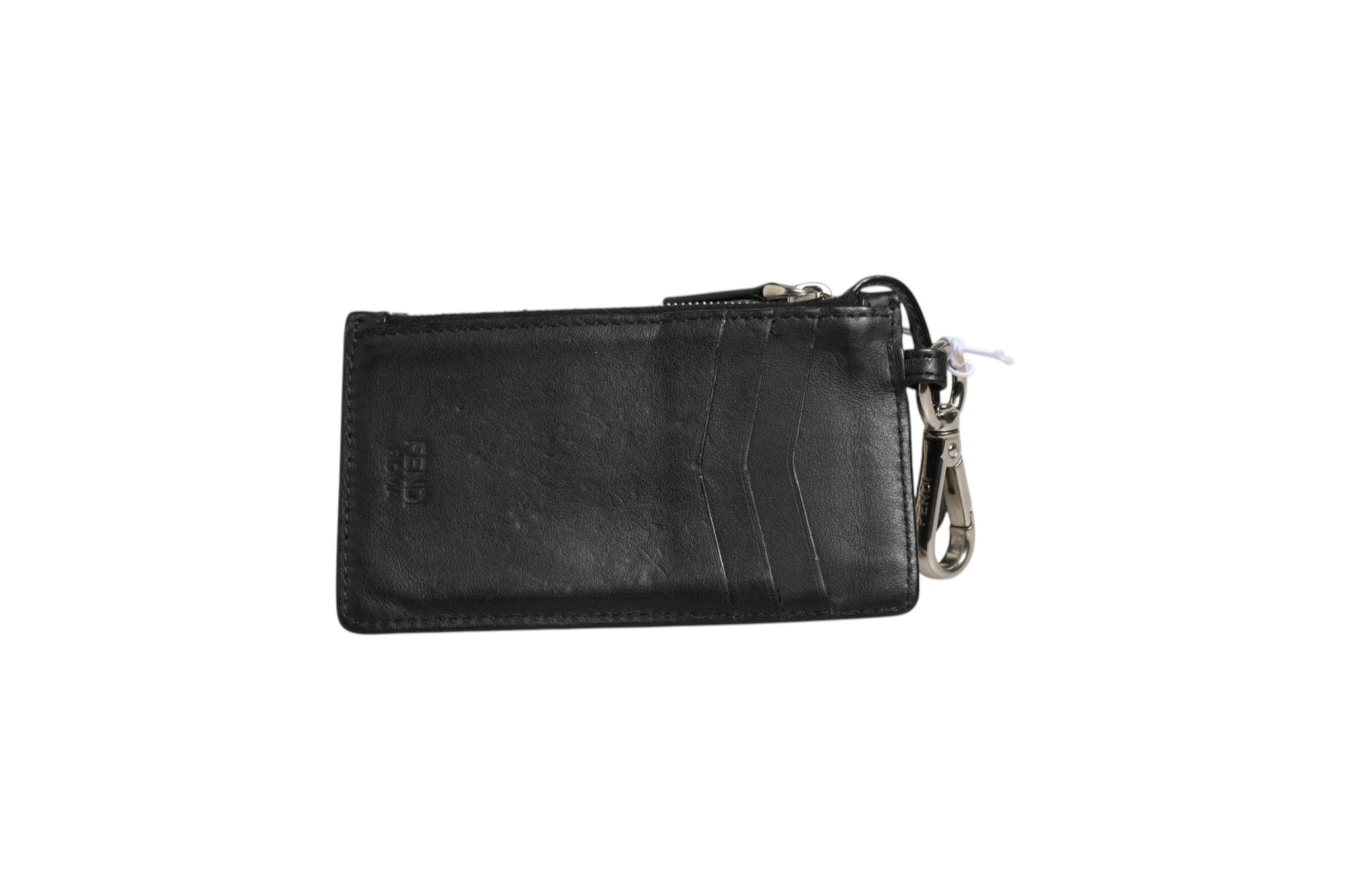 Fendi Vitello Liberty Studded Coin Pouch Key Case Women's Ardesia