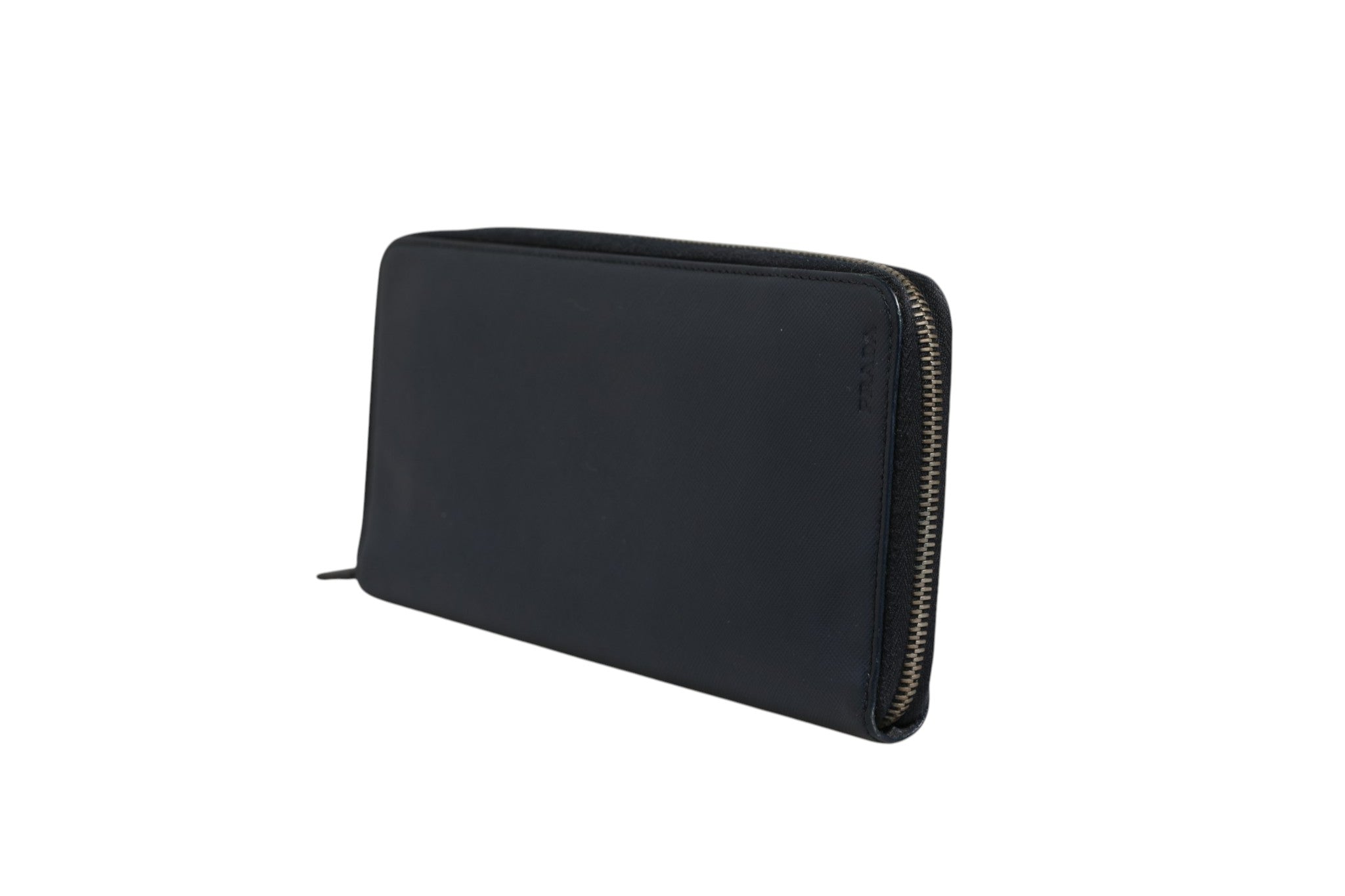 Prada Navy Oliver Embossed Leather Zip-Around Women's Wallet