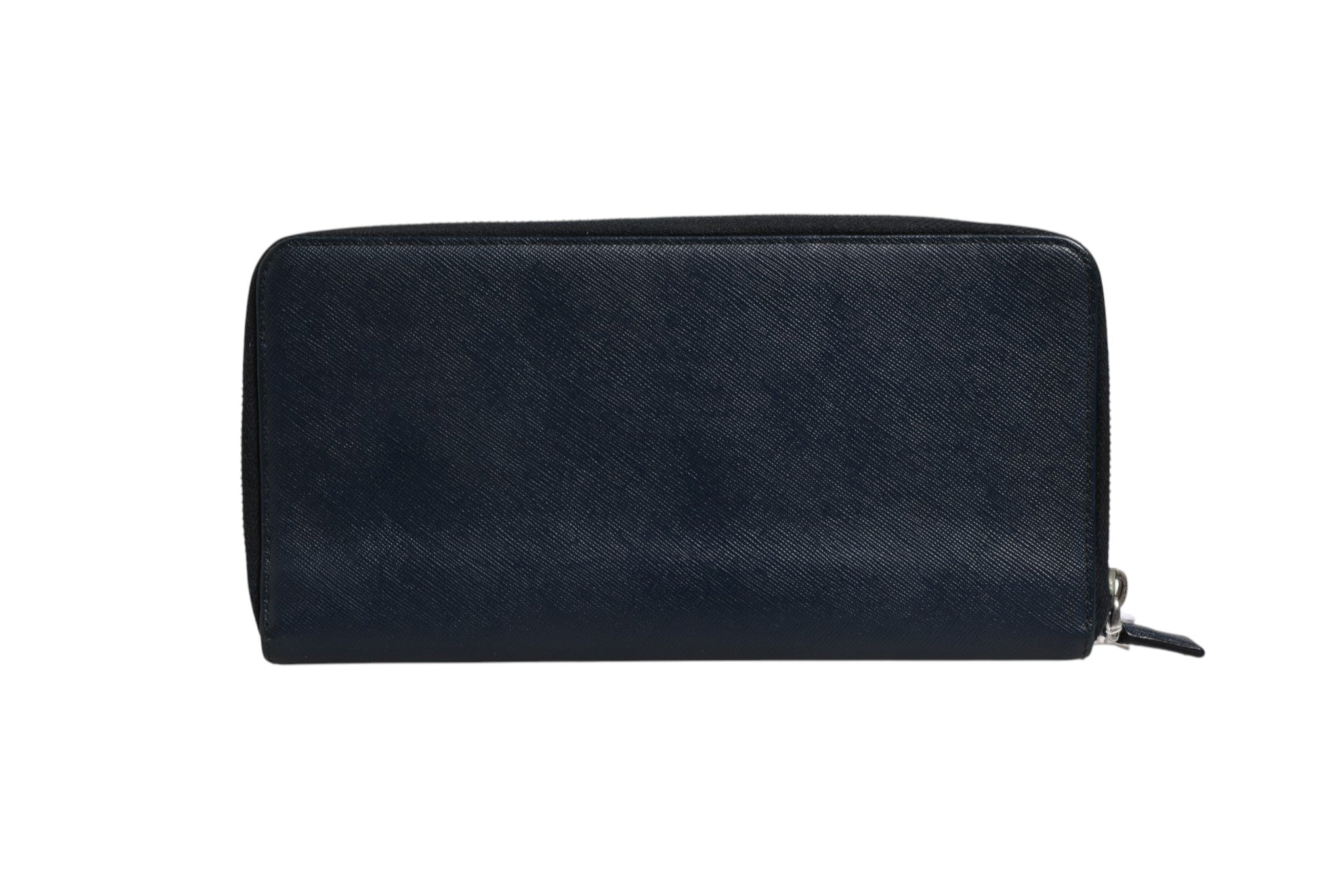 Prada Navy Oliver Embossed Leather Zip-Around Women's Wallet