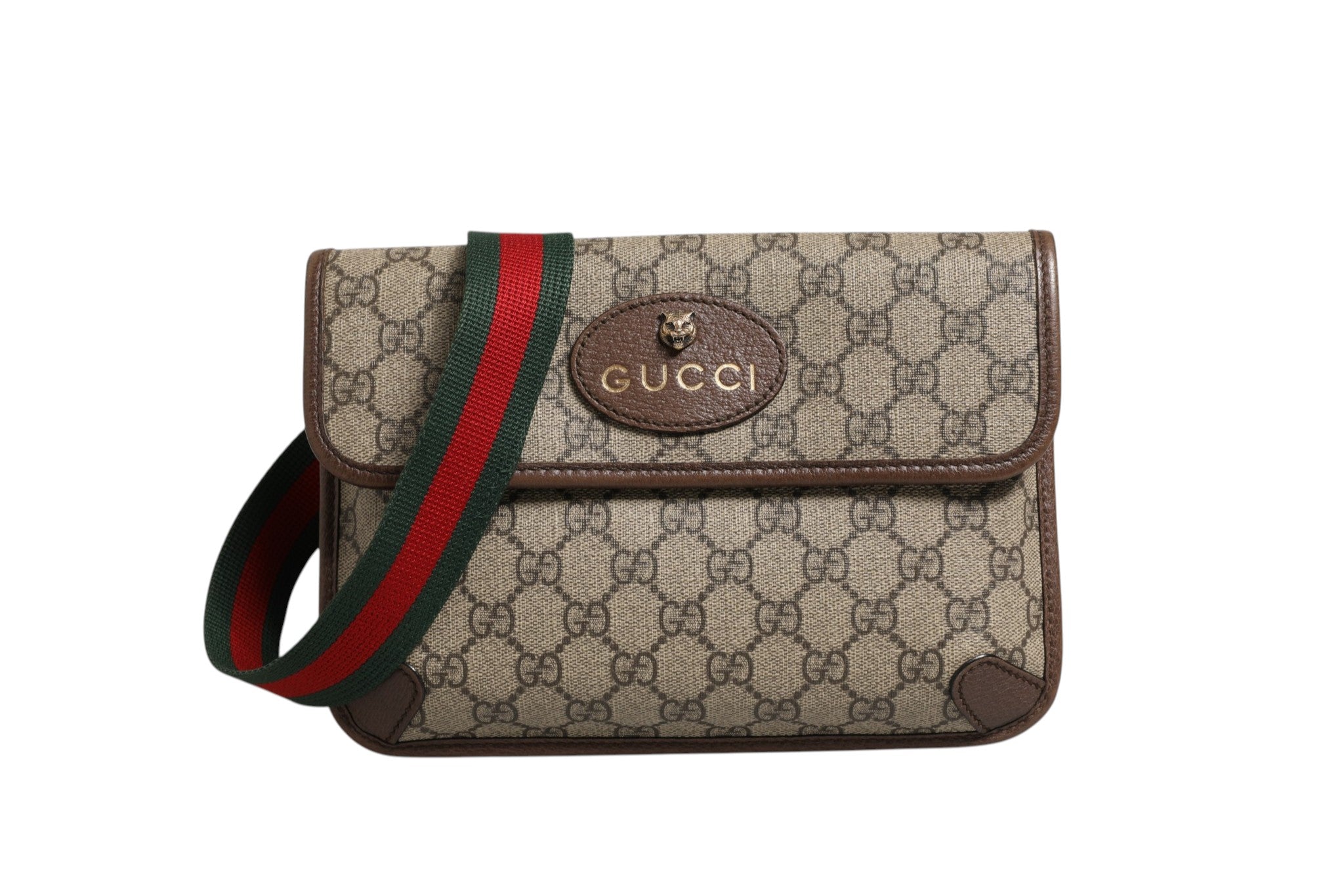 Gucci Supreme Monogram Neo Vintage Web Belt Bag Women's Brown (Pre-Owned)