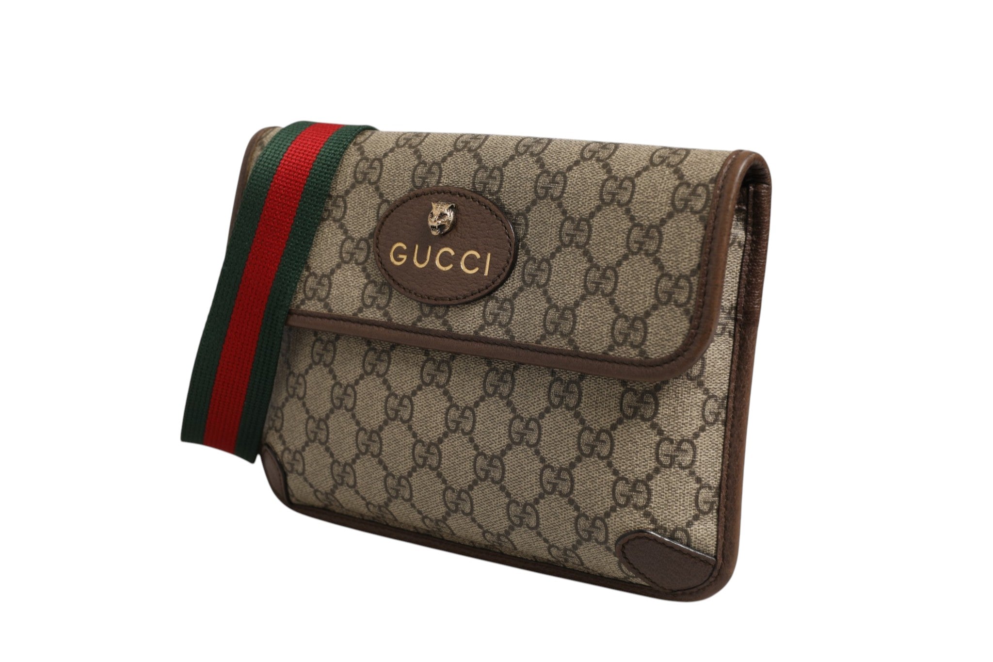 Gucci Supreme Monogram Neo Vintage Web Belt Bag Women's Brown (Pre-Owned)