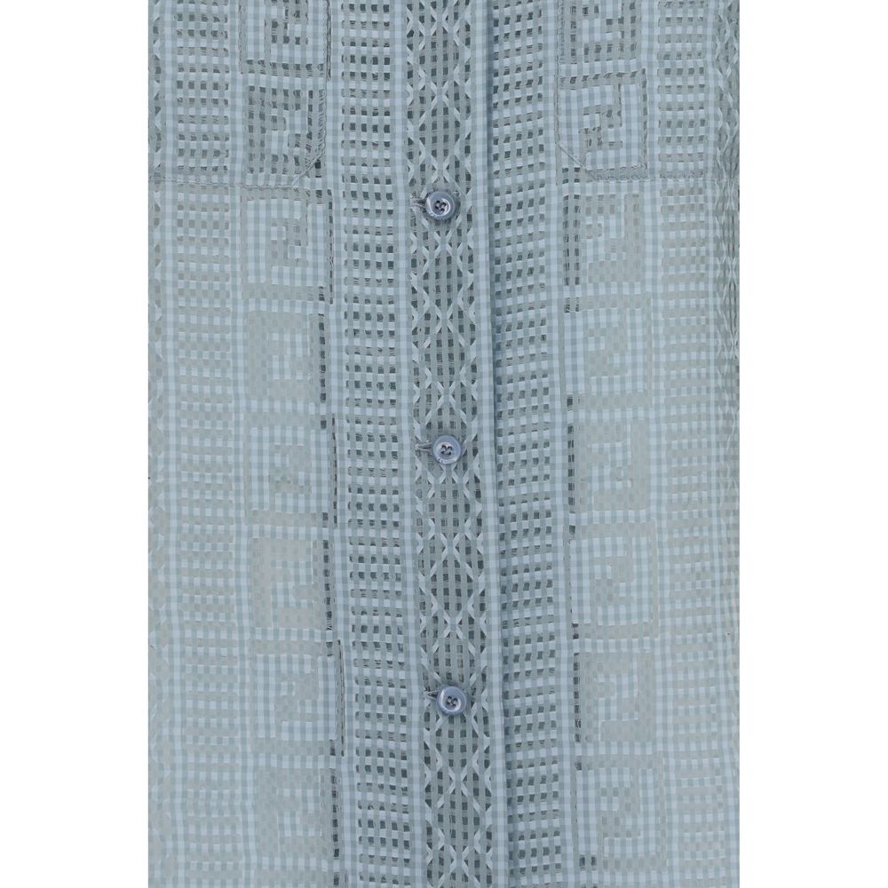 Fendi Blue Silk Dress Women's Shirt