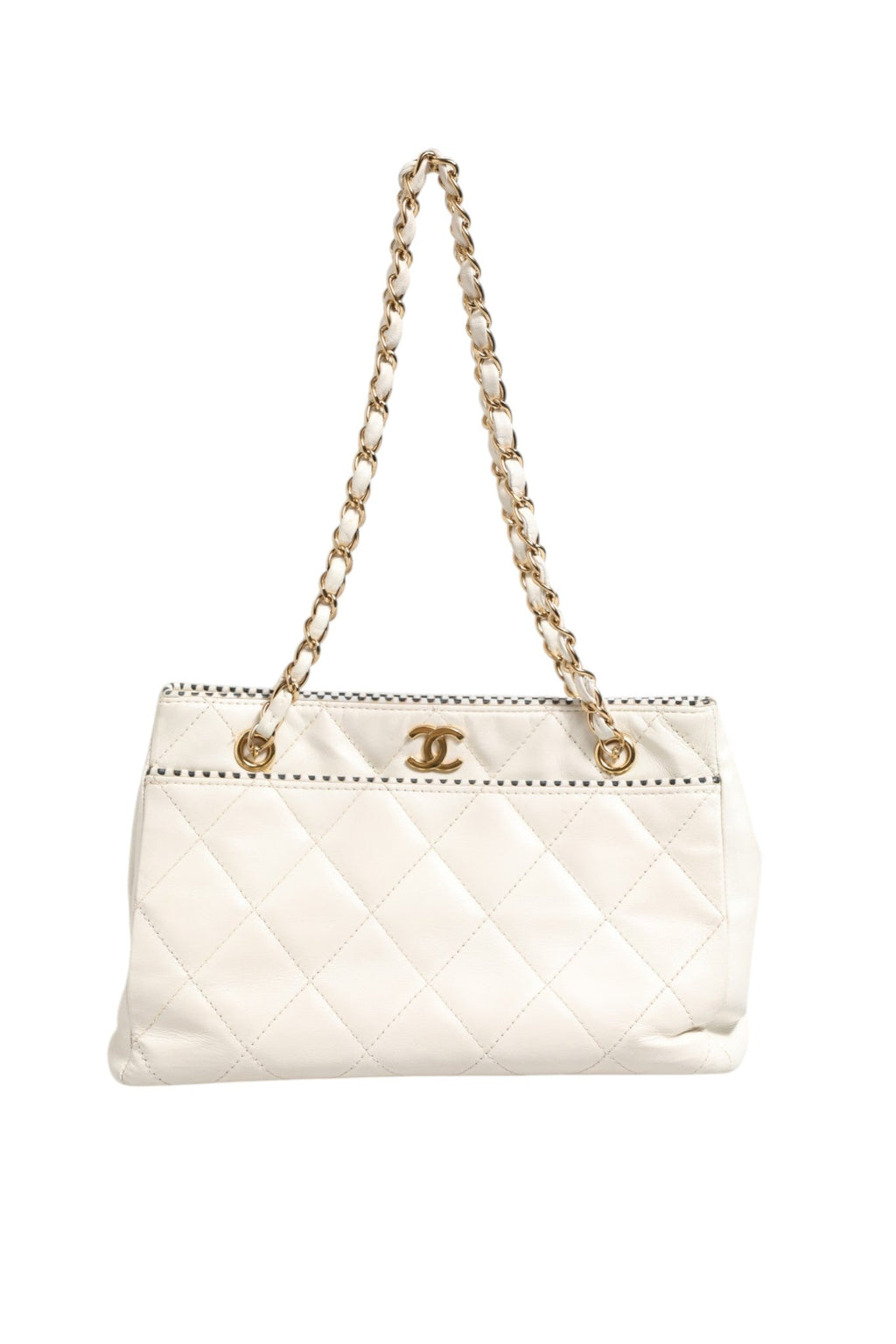 Chanel Shiny Calfskin Quilted Mini 22 White Women's 1792563