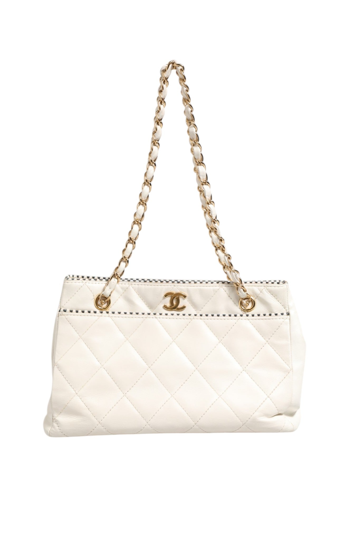 Chanel Shiny Calfskin Quilted Mini 22 White Women's 1792563