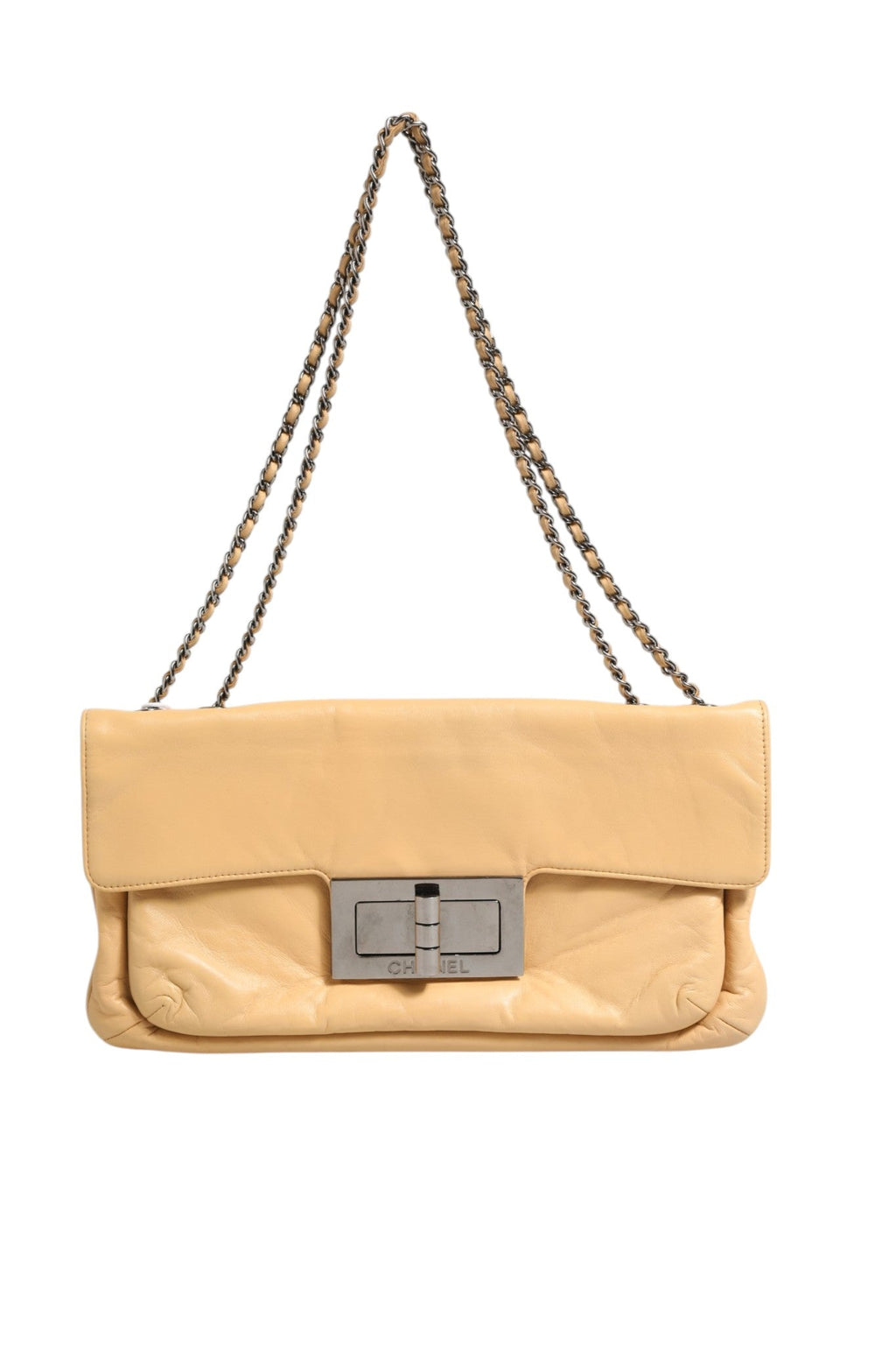 Chanel Beige Lambskin Giant Reissue Mademoiselle Lock Flap Women's Bag
