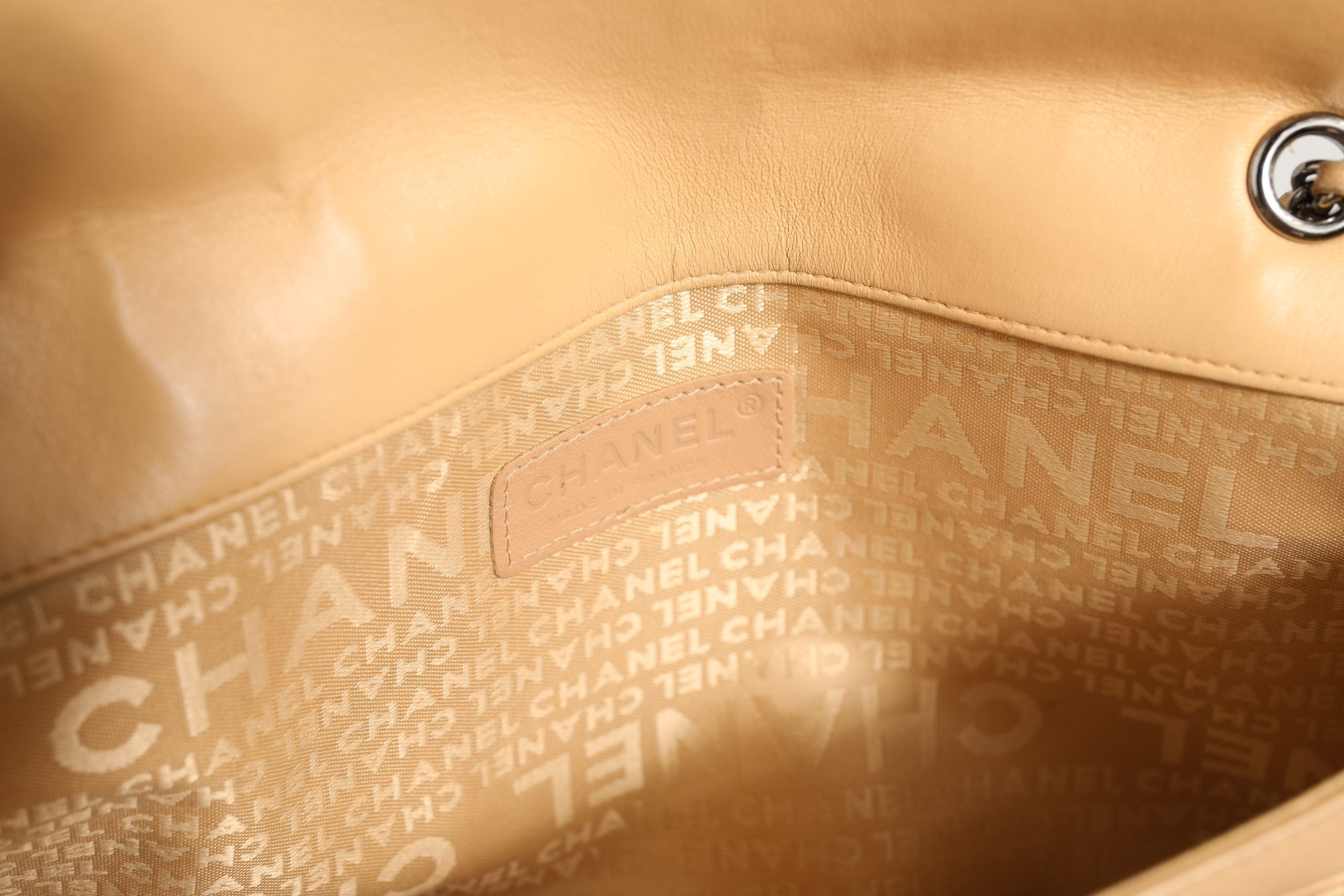 Chanel Beige Lambskin Giant Reissue Mademoiselle Lock Flap Women's Bag