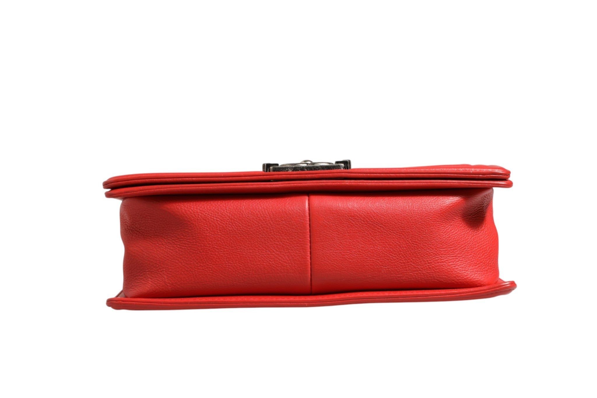 Chanel Red Diamond Stitch Calfskin Leather New Medium Boy Women's Bag