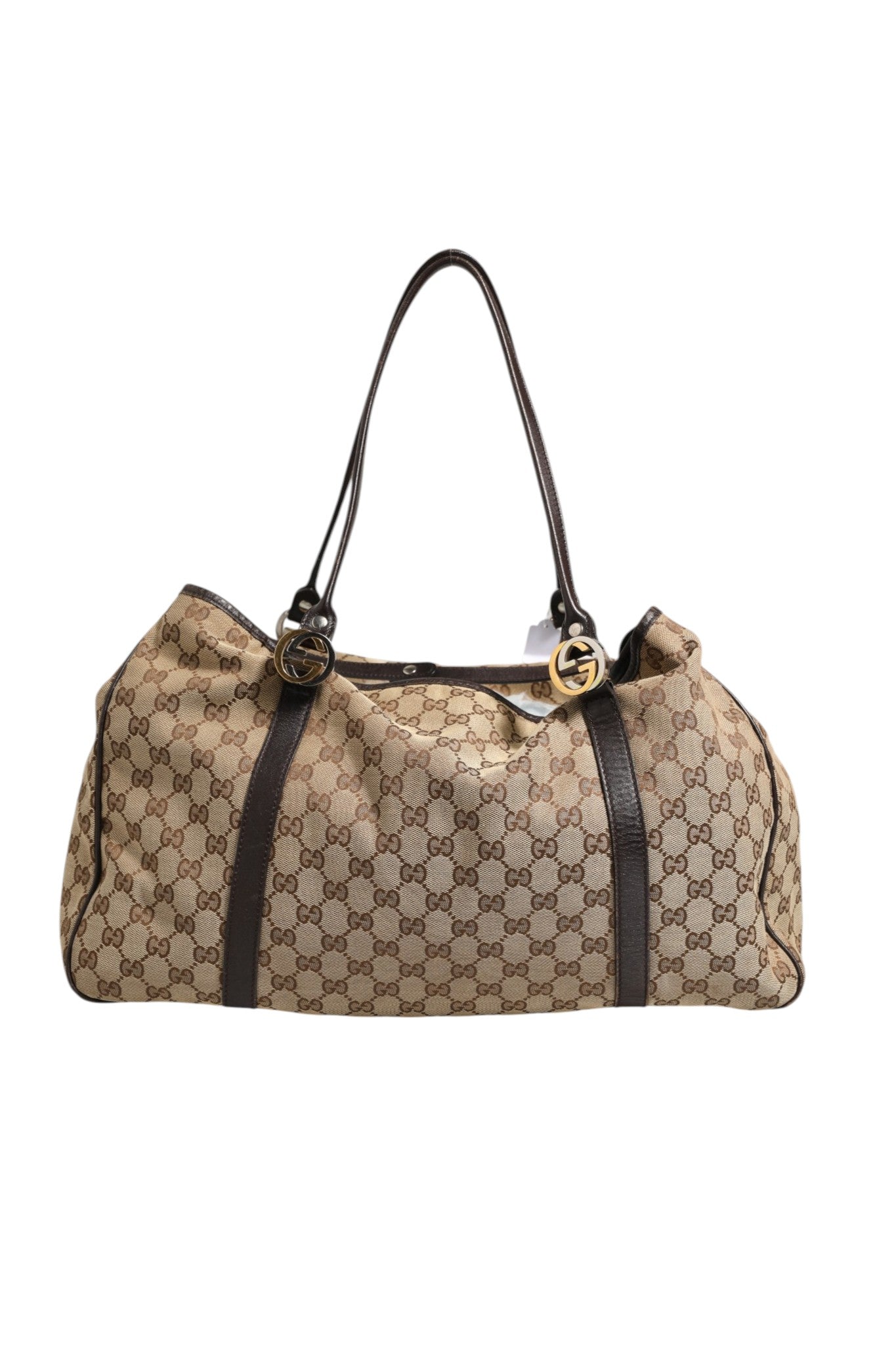 Gucci Beige and Black Canvas Twins Medium Tote Women's Bag (Pre-Owned)