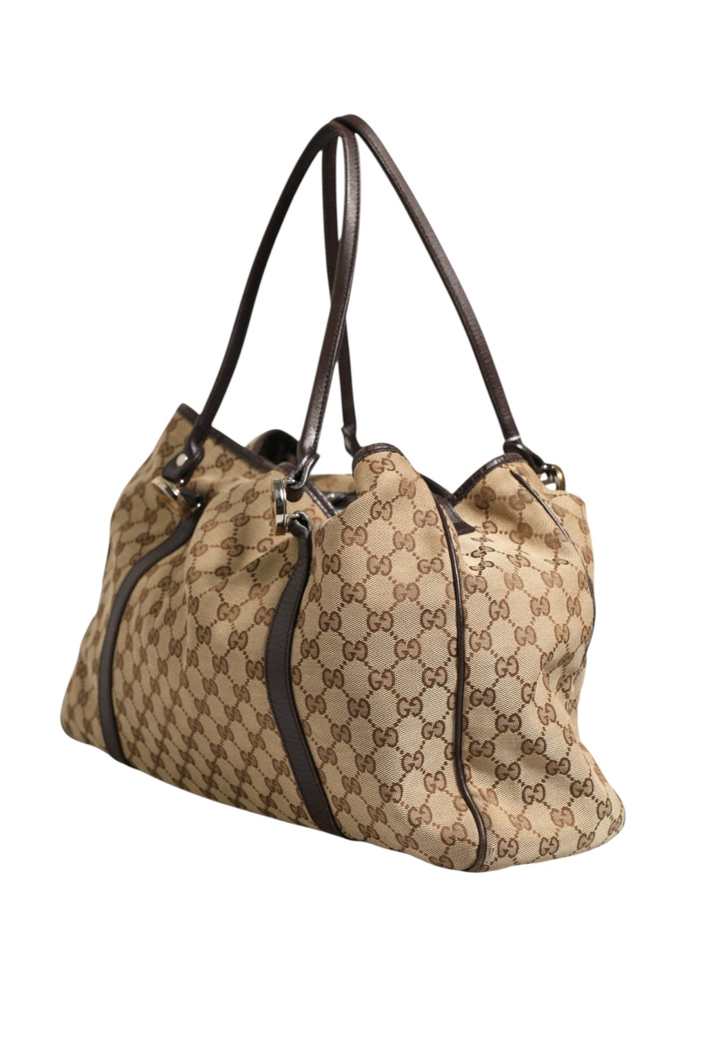 Gucci Beige and Black Canvas Twins Medium Tote Women's Bag (Pre-Owned)