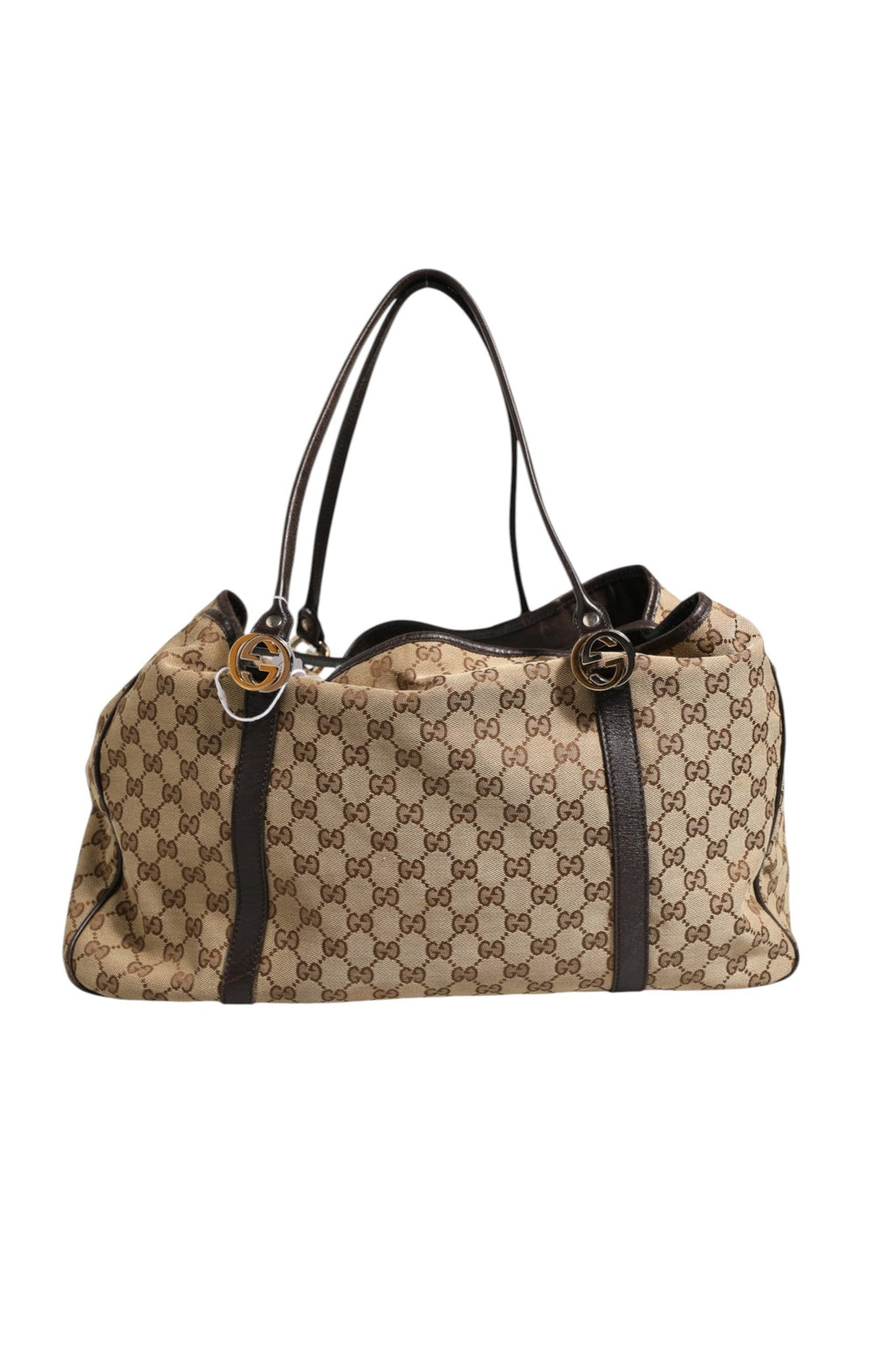Gucci Beige and Black Canvas Twins Medium Tote Women's Bag (Pre-Owned)