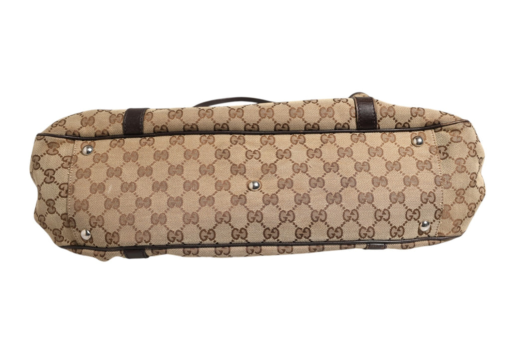 Gucci Beige and Black Canvas Twins Medium Tote Women's Bag (Pre-Owned)