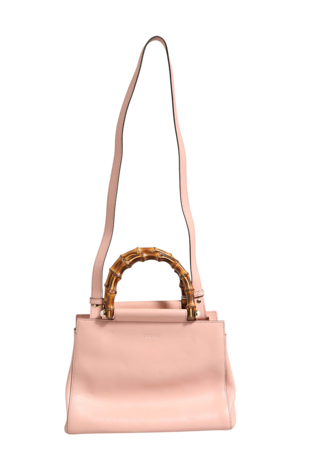 Gucci Pink And White Calfskin Small Nymphaea Top Handle Women's Bag (Pre-Owned)