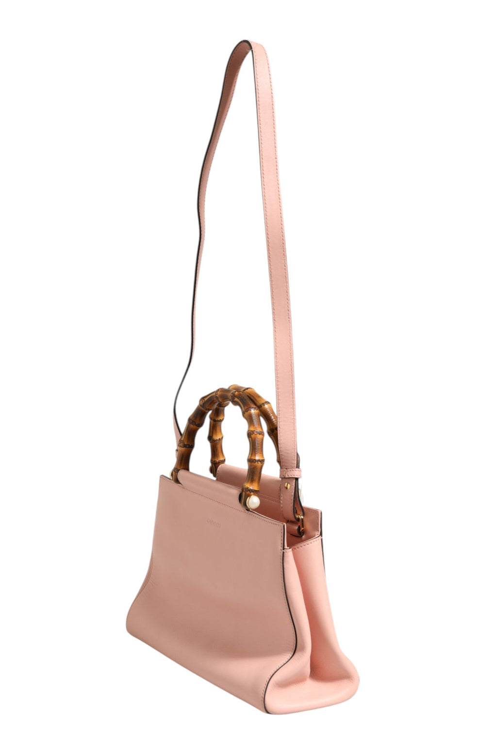 Gucci Pink And White Calfskin Small Nymphaea Top Handle Women's Bag (Pre-Owned)