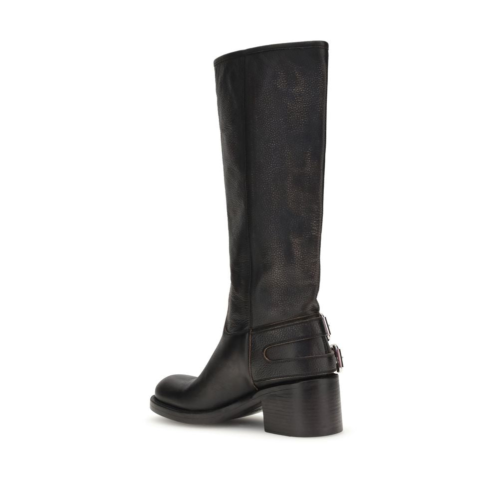 Chloé Black Calf Leather Bos Taurus Ankle Women's Boots