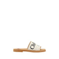 Chloé White Cotton Flat Women's Sandals