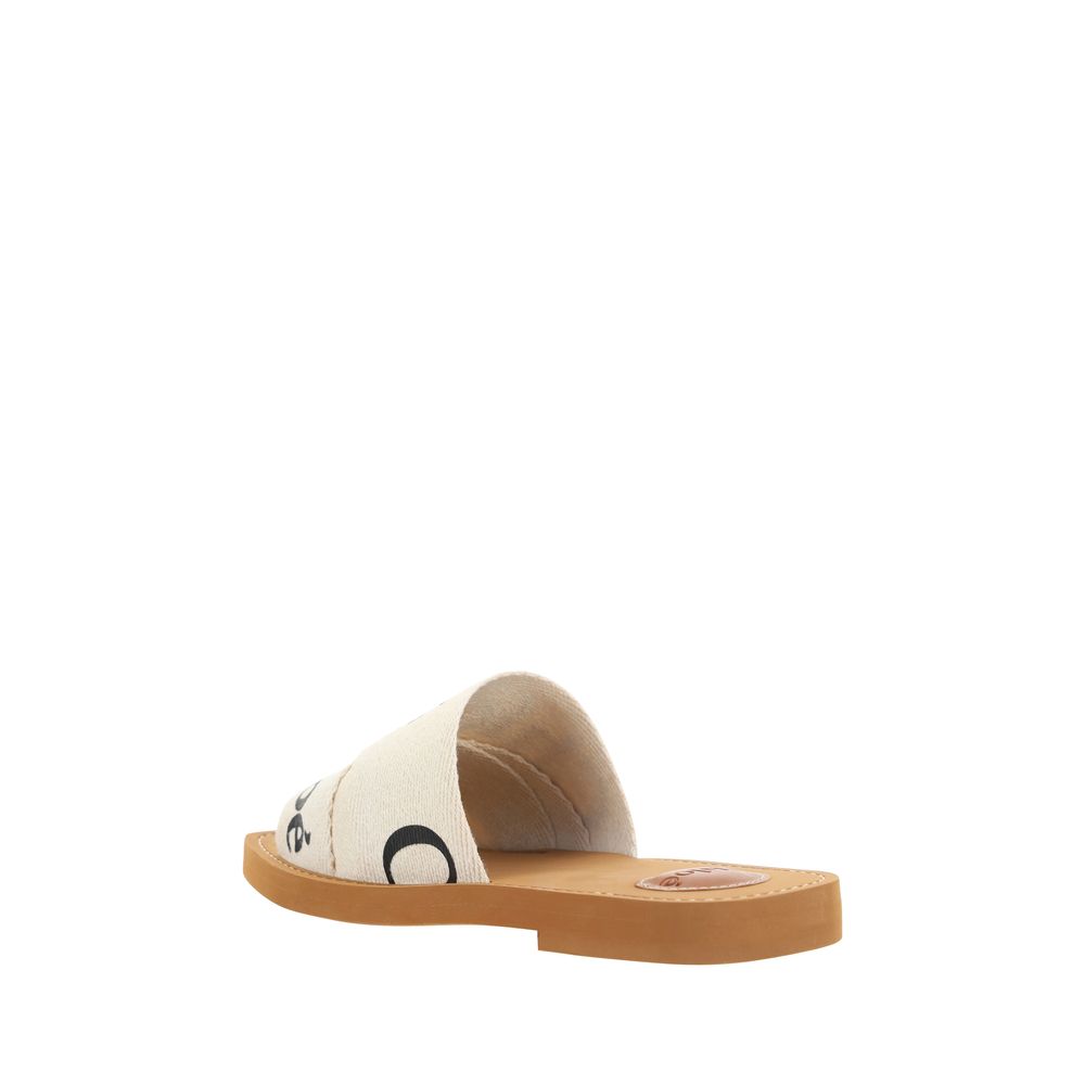 Chloé White Cotton Flat Women's Sandals