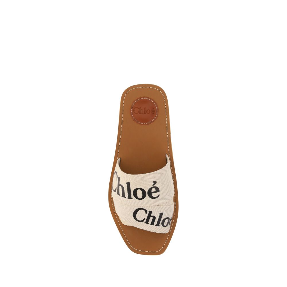 Chloé White Cotton Flat Women's Sandals