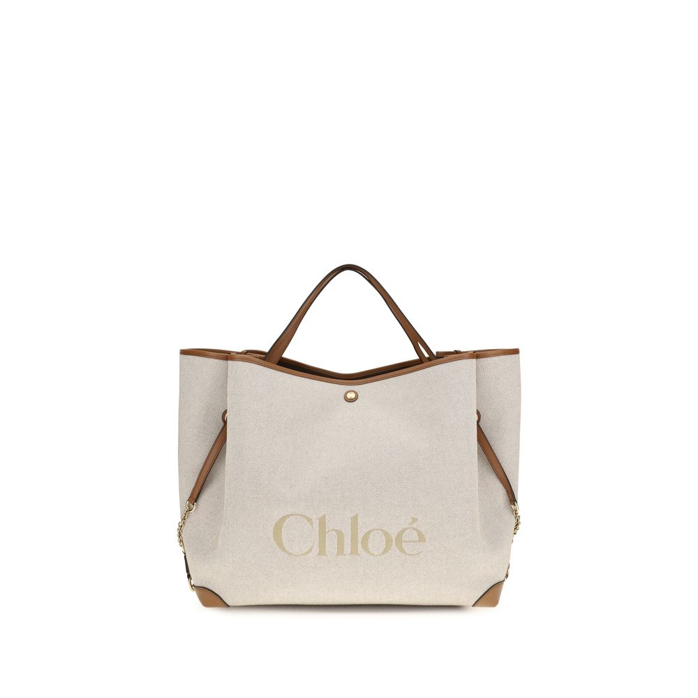 Chloé Beige Cotton Shoulder Women's Bag