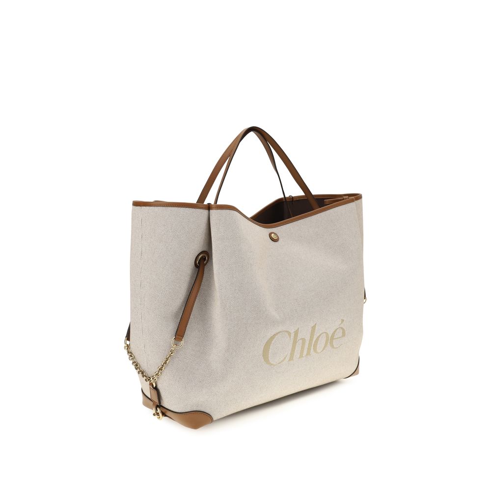 Chloé Beige Cotton Shoulder Women's Bag