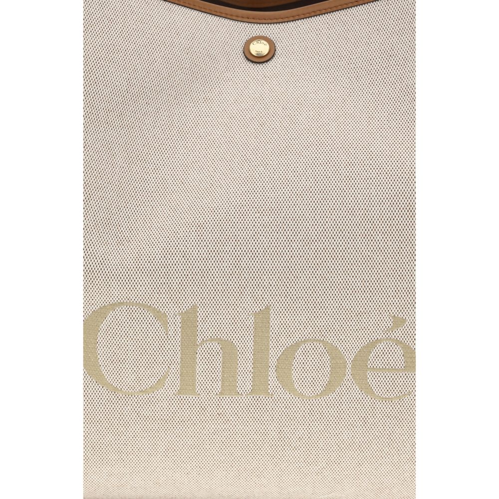 Chloé Beige Cotton Shoulder Women's Bag