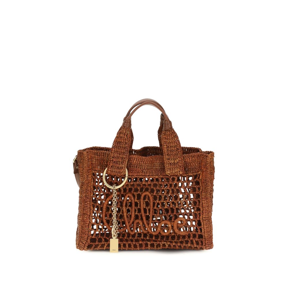 Chloé Brown Raffia Shoulder Women's Bag