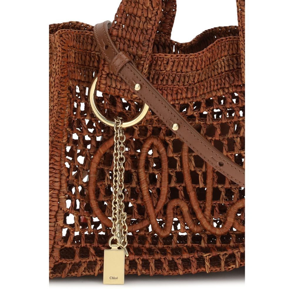 Chloé Brown Raffia Shoulder Women's Bag