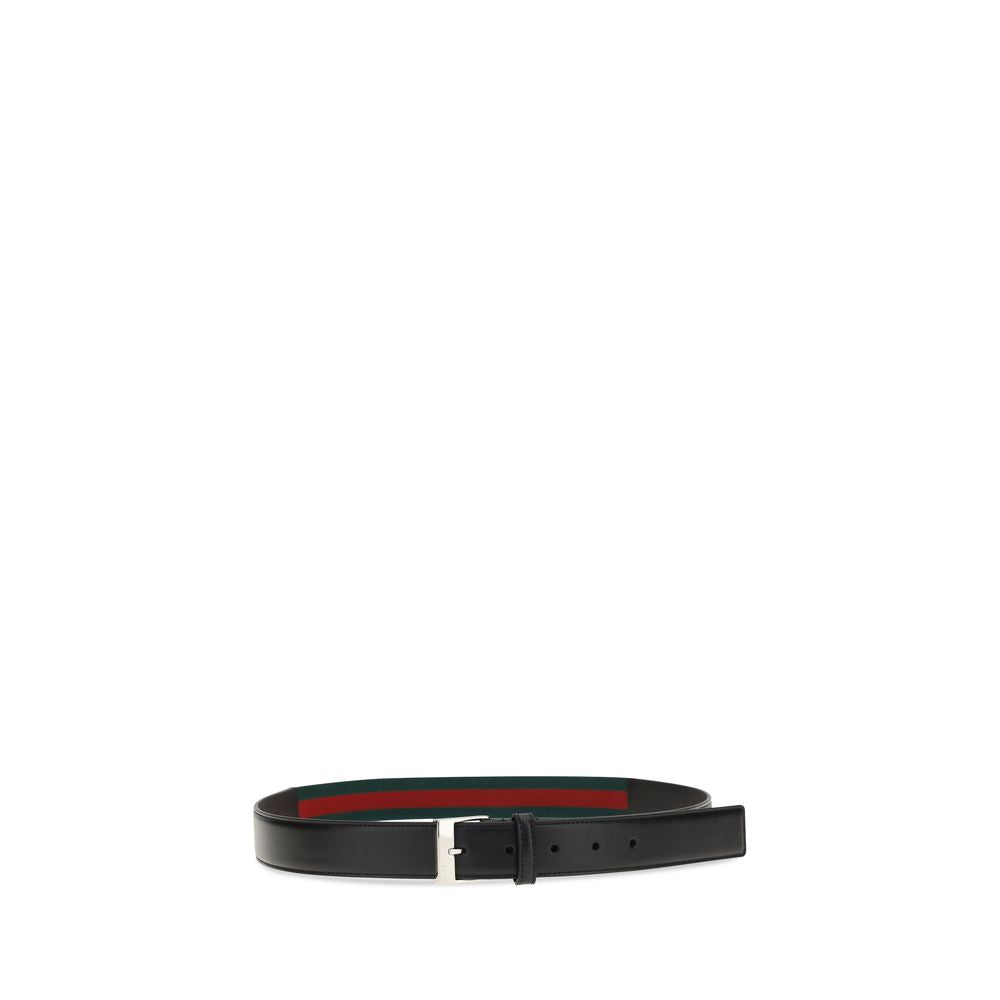 Gucci Black Calf Leather Bos Taurus Regular Men's Belt