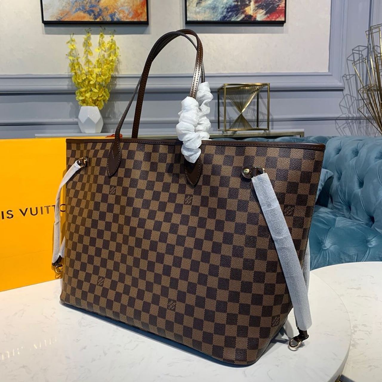 Louis Vuitton Neverfull GM Tote Bag Damier Ebene Canvas GLAMIrise Red For Women, WomenÃƒÂ¢Ã¢â€šÂ¬Ã¢â€žÂ¢s Handbags, Shoulder Bags 15.7in/40cm Louis Vuitton N41357