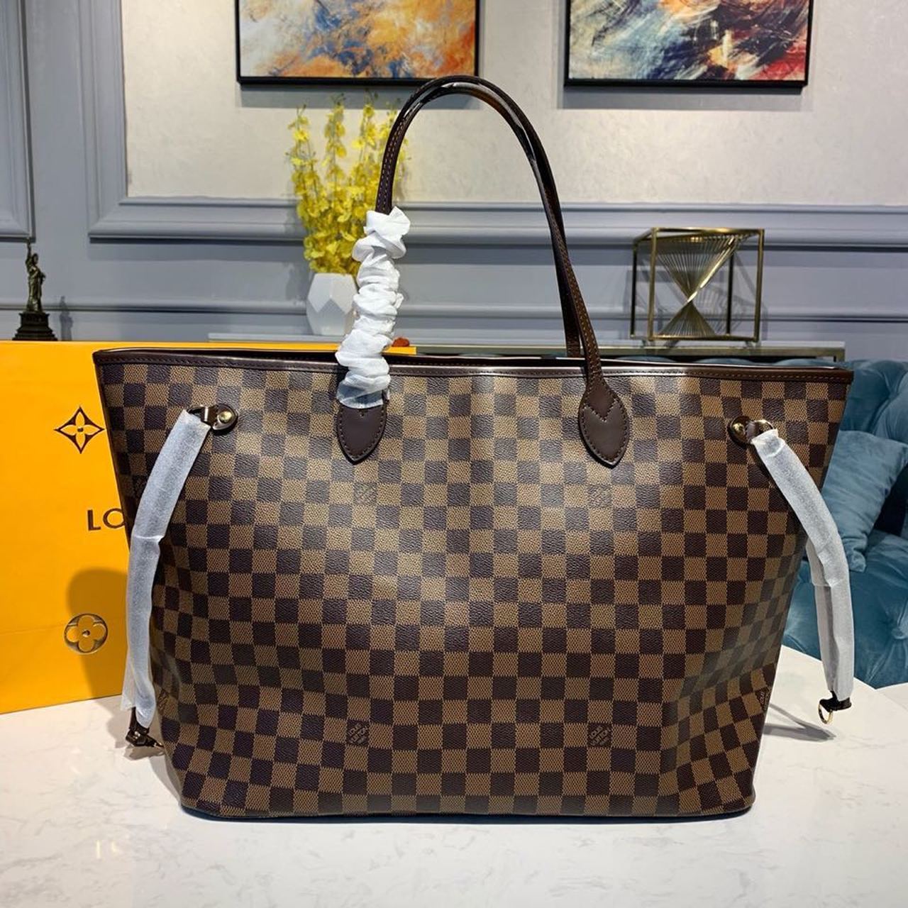 Louis Vuitton Neverfull GM Tote Bag Damier Ebene Canvas GLAMIrise Red For Women, WomenÃƒÂ¢Ã¢â€šÂ¬Ã¢â€žÂ¢s Handbags, Shoulder Bags 15.7in/40cm Louis Vuitton N41357