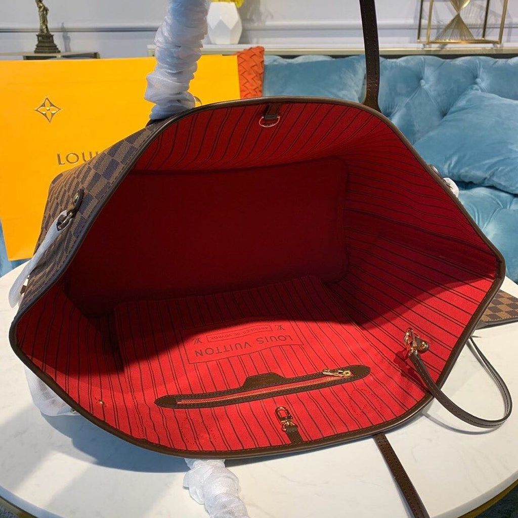Louis Vuitton Neverfull GM Tote Bag Damier Ebene Canvas GLAMIrise Red For Women, WomenÃƒÂ¢Ã¢â€šÂ¬Ã¢â€žÂ¢s Handbags, Shoulder Bags 15.7in/40cm Louis Vuitton N41357