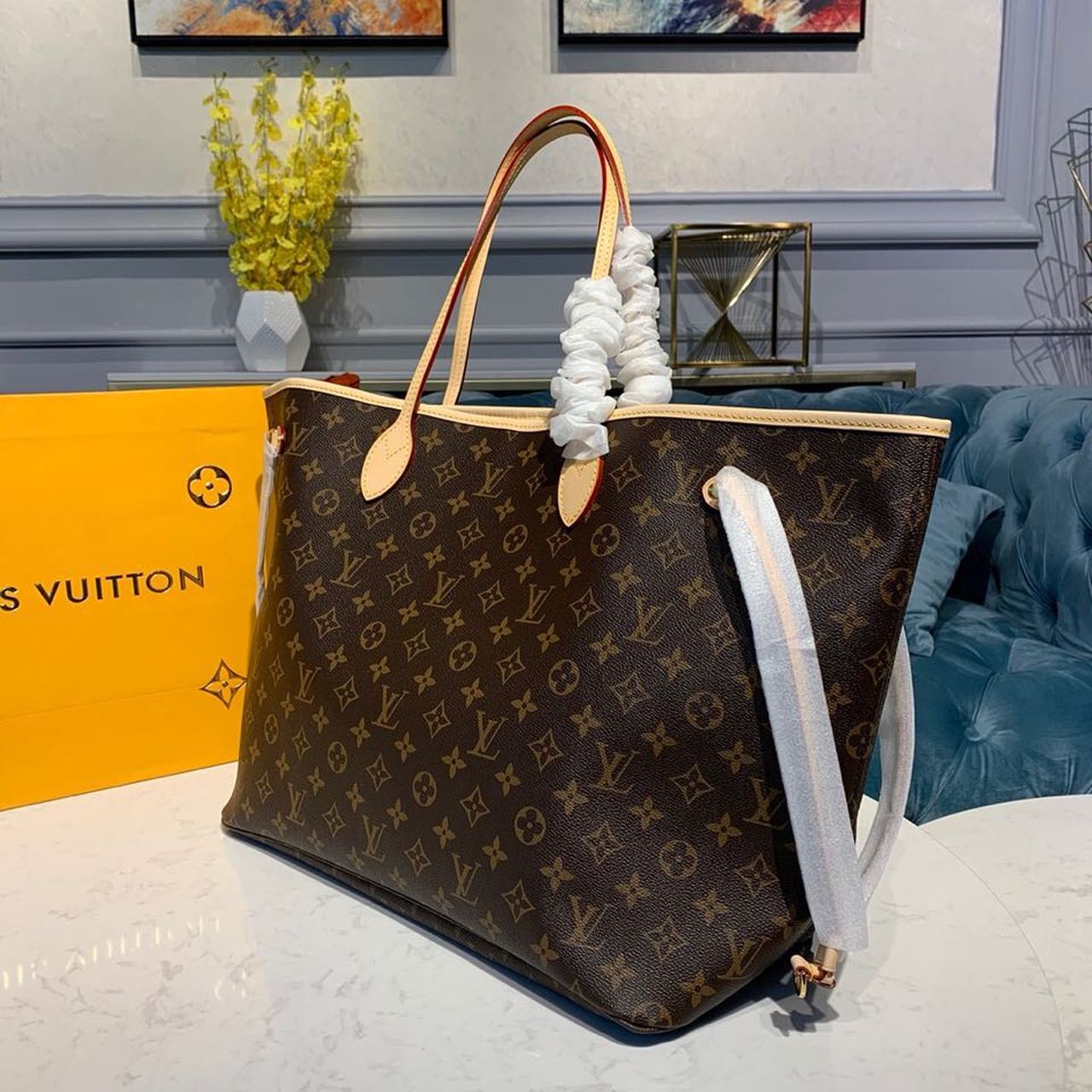 Louis Vuitton Neverfull GM Tote Bag Monogram Canvas Yellow For Women, WomenÃƒÂ¢Ã¢â€šÂ¬Ã¢â€žÂ¢s Handbags, Shoulder Bags 15.7in/39cm Louis Vuitton M40992