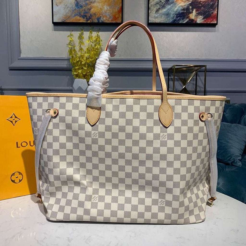 Louis Vuitton Neverfull GM Tote Bag Damier Azur Canvas Rose Ballerine Pink For Women,  Shoulder Bags 15.4in/39cm Louis Vuitton N41604
