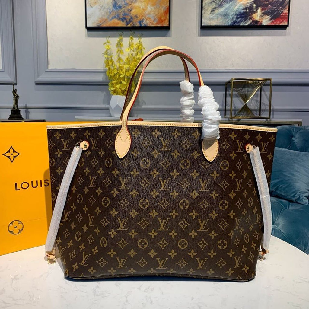 Louis Vuitton Neverfull GM Tote Bag Monogram Canvas Beige For Women, WoHandbag, Shoulder Bags 15.7in/39cm Louis Vuitton M40990