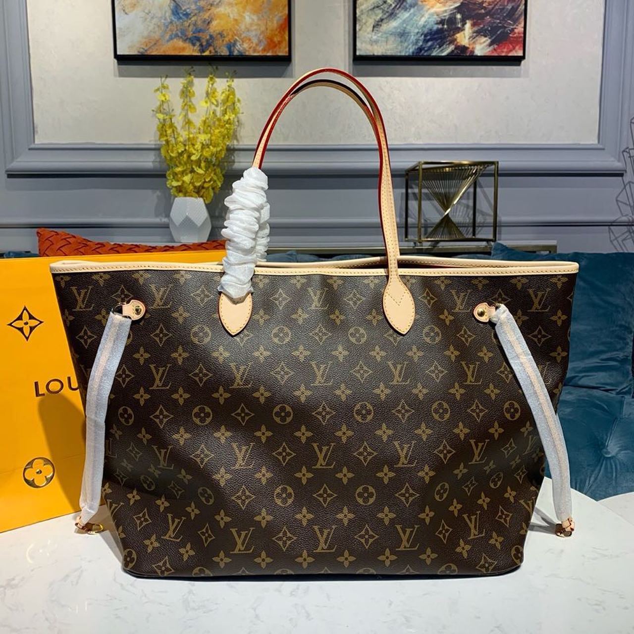Louis Vuitton Neverfull GM Tote Bag Monogram Canvas Red For Women, WomenÃƒÂ¢Ã¢â€šÂ¬Ã¢â€žÂ¢s Handbags, Shoulder Bags 15.7in/40cm Louis Vuitton M41181