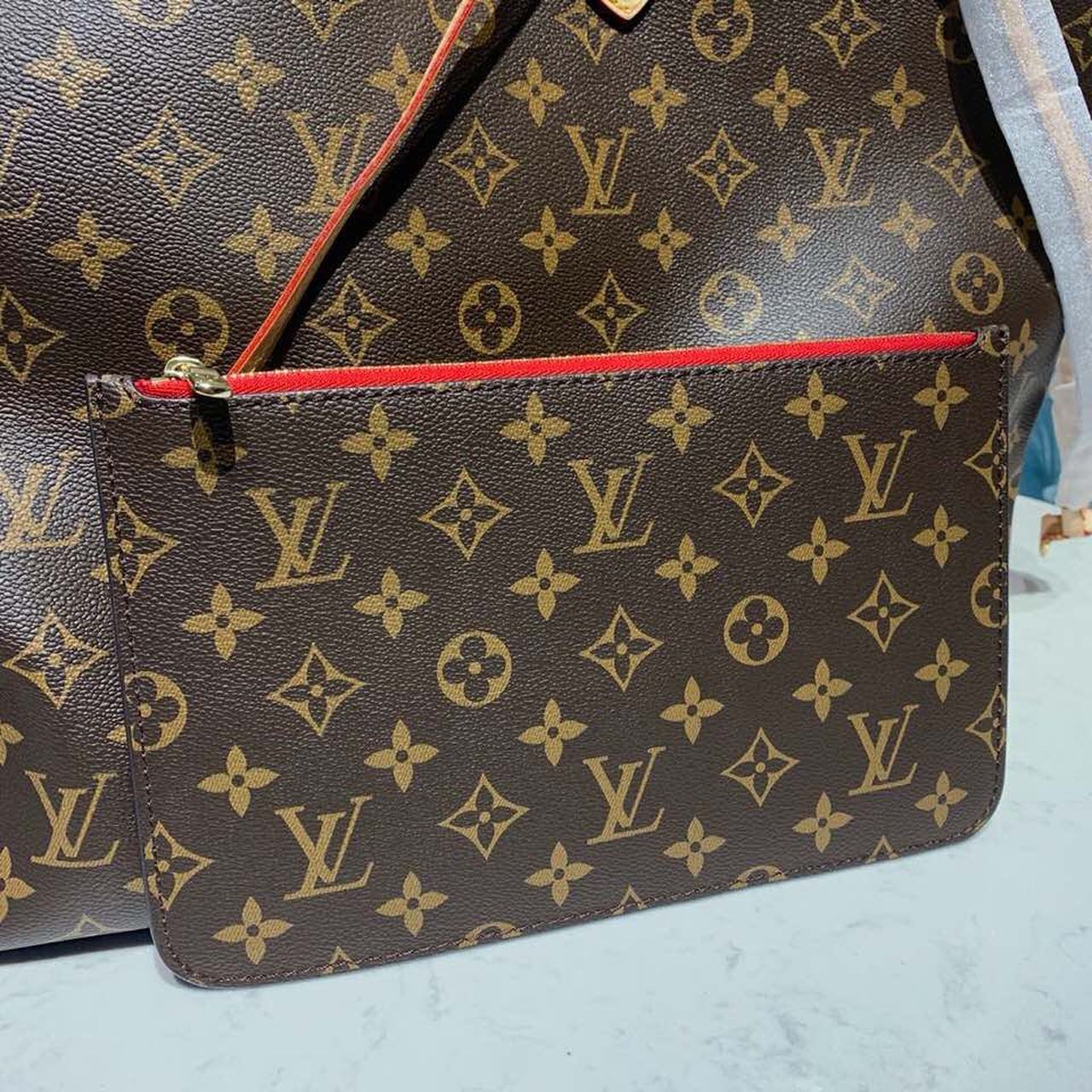 Louis Vuitton Neverfull GM Tote Bag Monogram Canvas Red For Women, WoHandbag, Shoulder Bags 15.7in/39cm Louis Vuitton M40991