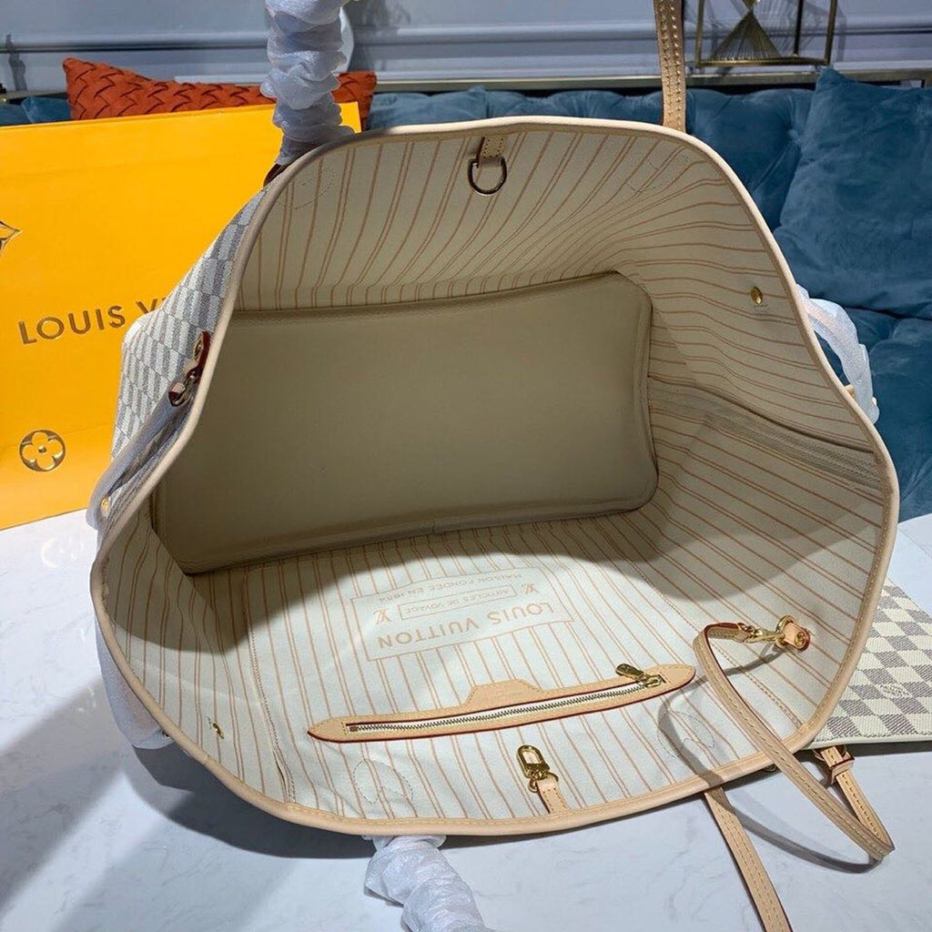 Louis Vuitton Neverfull GM Tote Bag Damier Azur Canvas Beige For Women, Women’s Handbags, Shoulder Bags 15.4in/39cm Louis Vuitton N41360