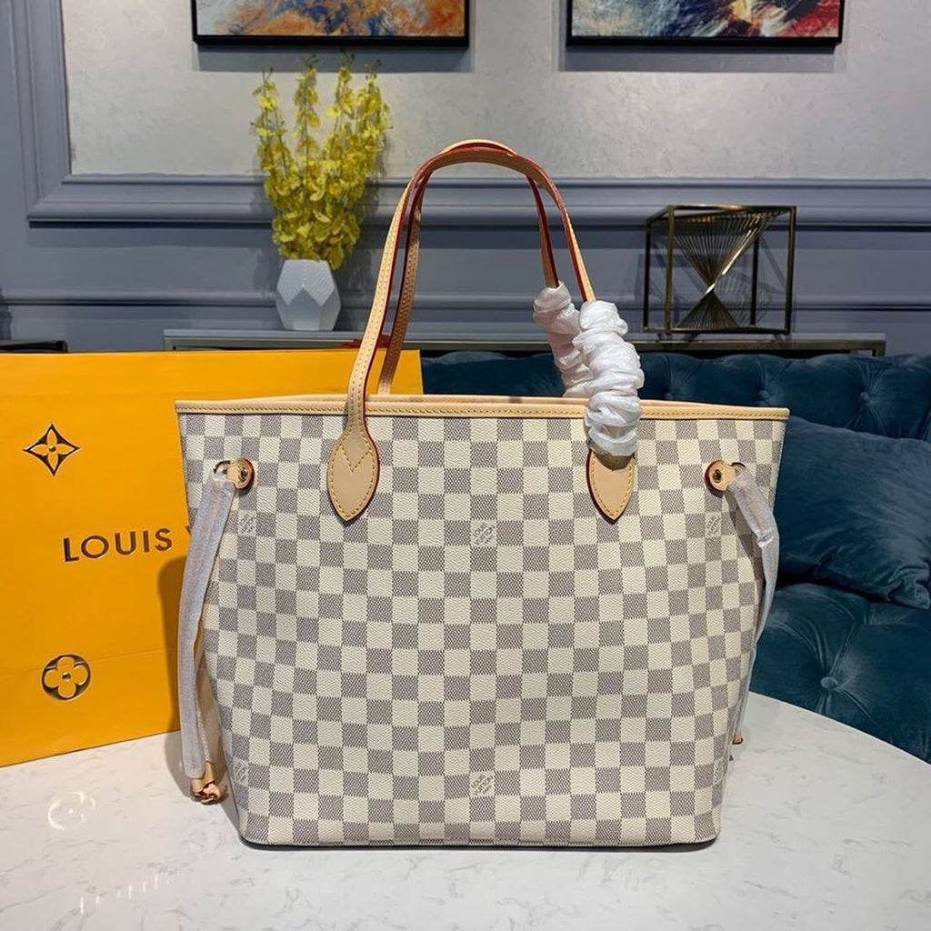 Louis Vuitton Neverfull MM Tote Bag Damier Azur Canvas Rose Ballerine Pink For Women, WoBags, Shoulder Bags 12.2in/31cm Louis Vuitton N41605