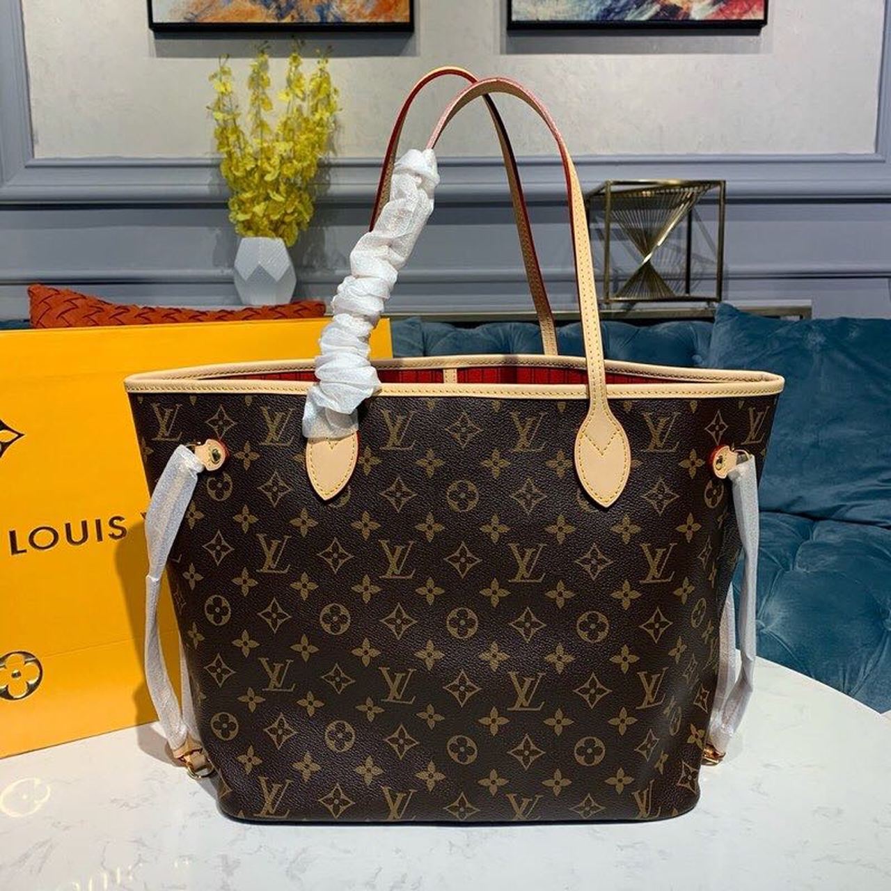Louis Vuitton Neverfull MM Tote Bag Monogram Canvas Cerise Red For Women,  Shoulder Bags 12.2in/31cm Louis Vuitton M41177