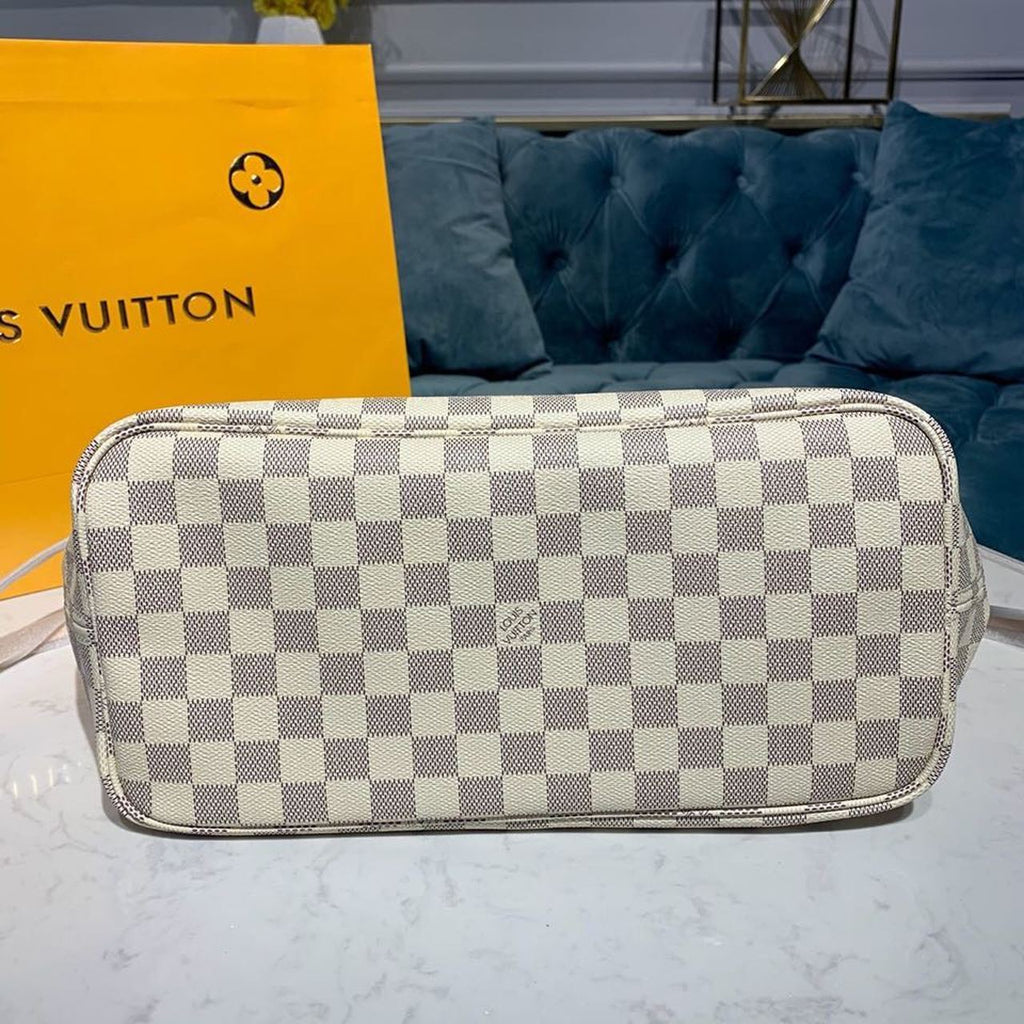 Louis Vuitton Neverfull MM Tote Bag Damier Azur Canvas For Women, Women’s Handbags, Shoulder Bags 12.2in/31cm Louis Vuitton N41361