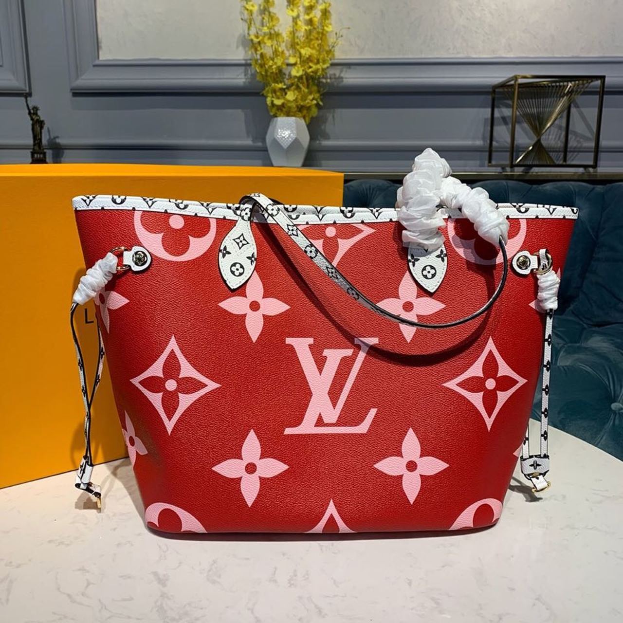 Louis Vuitton Neverfull MM Tote Bag Monogram Canvas Red/Pink For Women,  Shoulder Bags 12.2in/31cm Louis Vuitton M44567