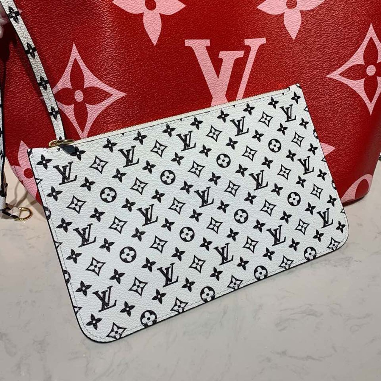 Louis Vuitton Neverfull MM Tote Bag Monogram Canvas Red/Pink For Women,  Shoulder Bags 12.2in/31cm Louis Vuitton M44567