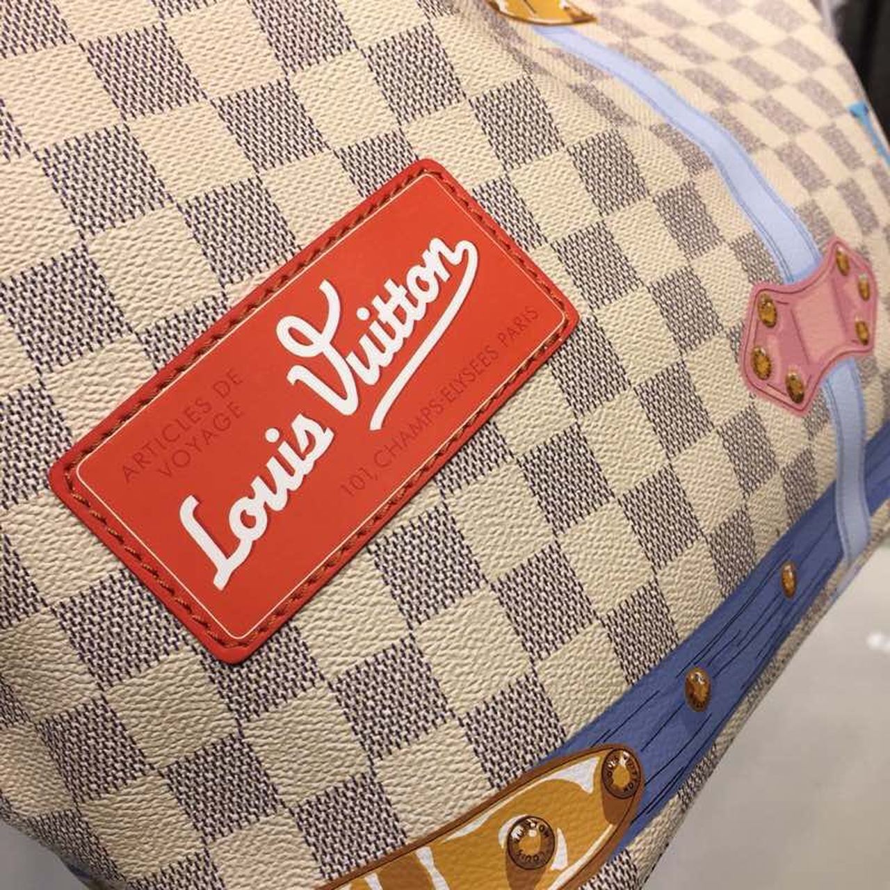 Louis Vuitton Neverfull MM Tote Bag Trompe L’oeil Print Damier Azur Canvas For Women,  Shoulder Bags 12.6in/32cm Louis Vuitton N41065