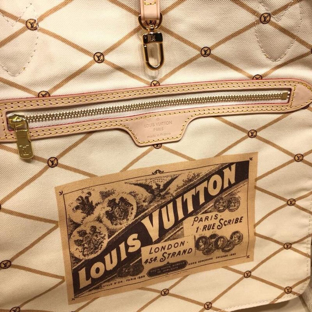 Louis Vuitton Neverfull MM Tote Bag Trompe L’oeil Print Damier Azur Canvas For Women,  Shoulder Bags 12.6in/32cm Louis Vuitton N41065
